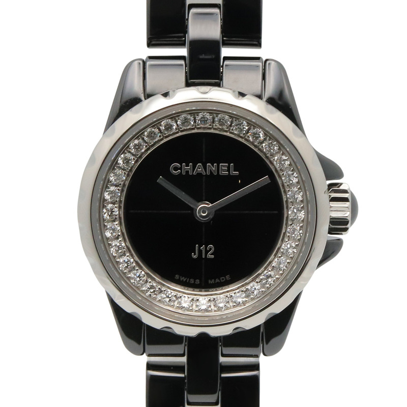 香奈兒 J12 XS 鑽石錶圈腕錶，陶瓷錶殼，鑲鑽，女士腕錶，黑色，H5235-0