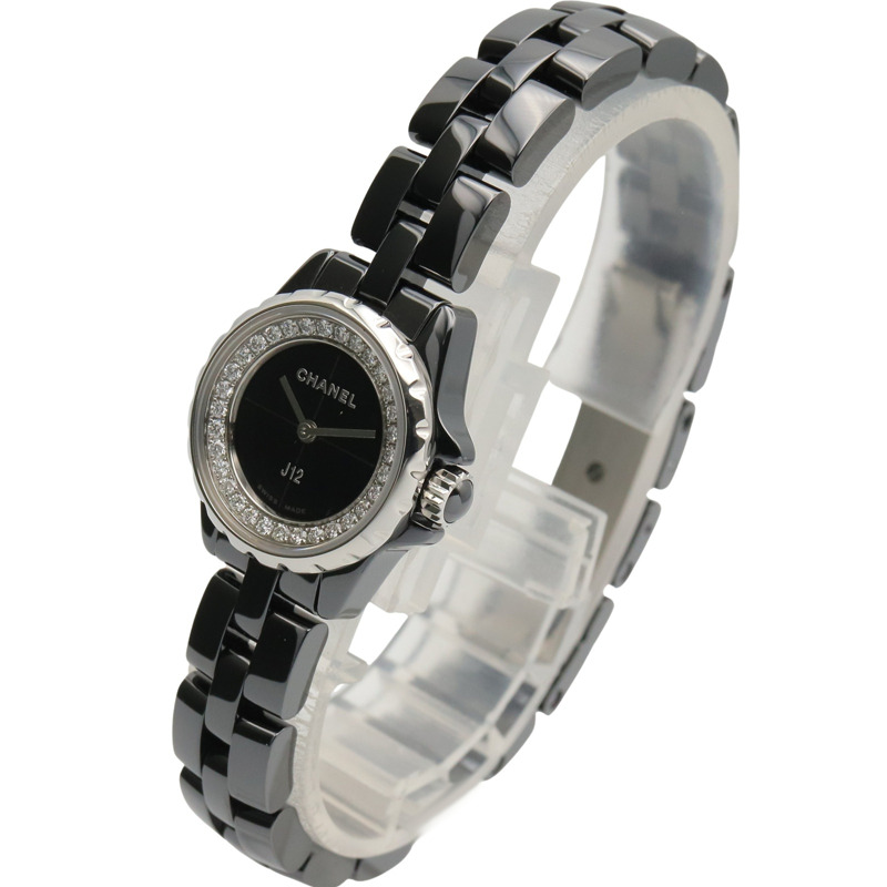 香奈兒 J12 XS 鑽石錶圈腕錶，陶瓷錶殼，鑲鑽，女士腕錶，黑色，H5235-1