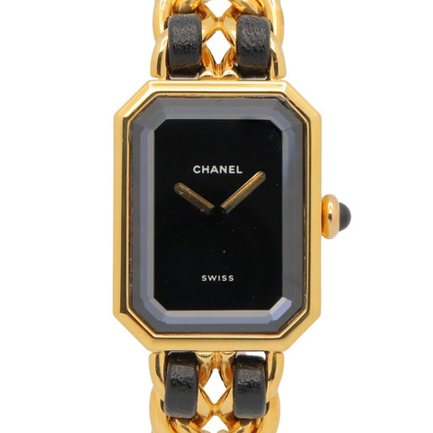 香奈兒 (Chanel) CHANEL Première M 系列腕錶，鍍金皮革錶帶，女士款，黑色，H0001