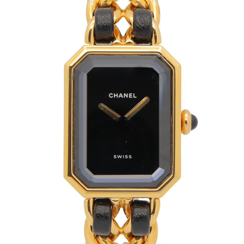 香奈兒 (Chanel) CHANEL Première M 系列腕錶，鍍金皮革錶帶，女士款，黑色，H0001-0