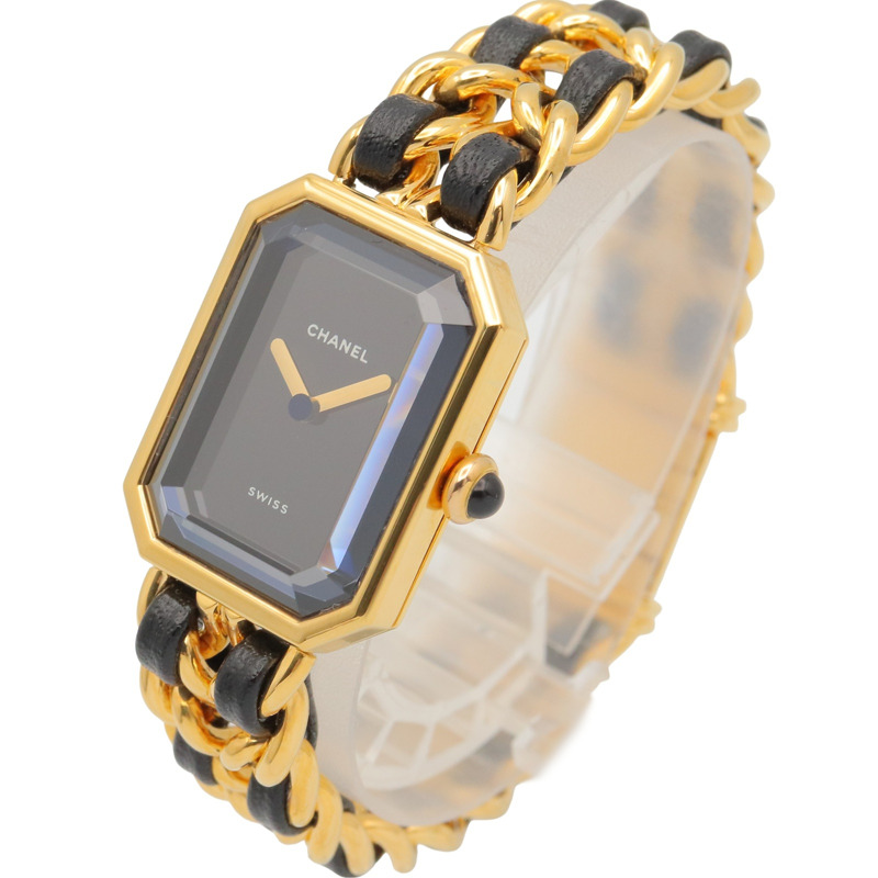 香奈兒 (Chanel) CHANEL Première M 系列腕錶，鍍金皮革錶帶，女士款，黑色，H0001-1