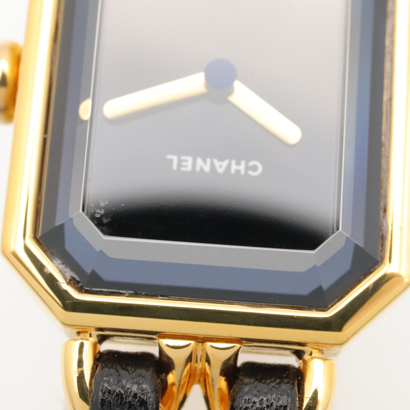 香奈兒 (Chanel) CHANEL Première M 系列腕錶，鍍金皮革錶帶，女士款，黑色，H0001-9
