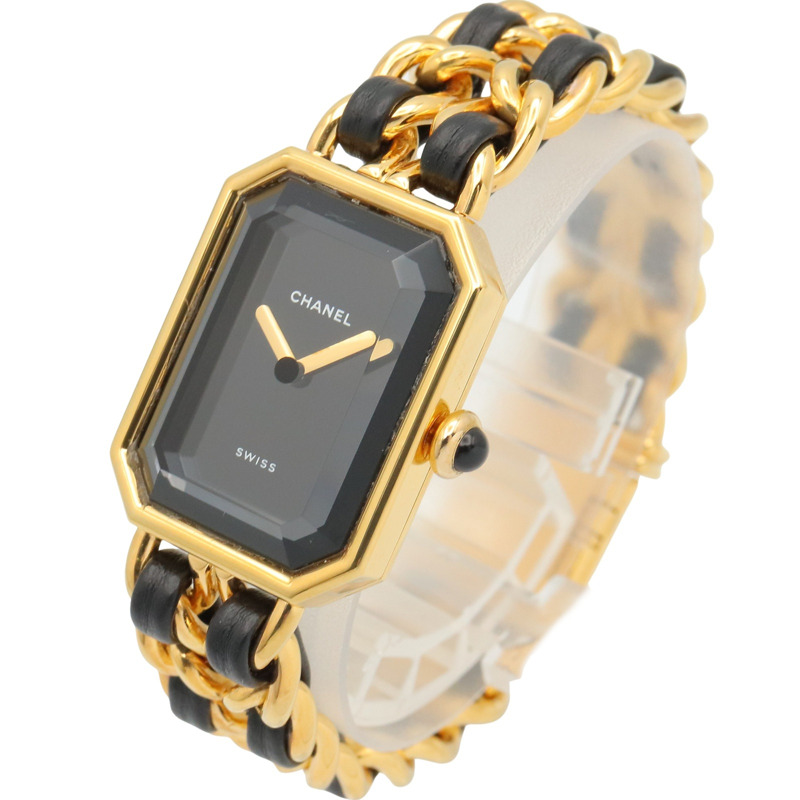 香奈兒 (Chanel) CHANEL Première S 女士腕錶，鍍金 (GP)，皮革錶帶，黑色，H0001-1