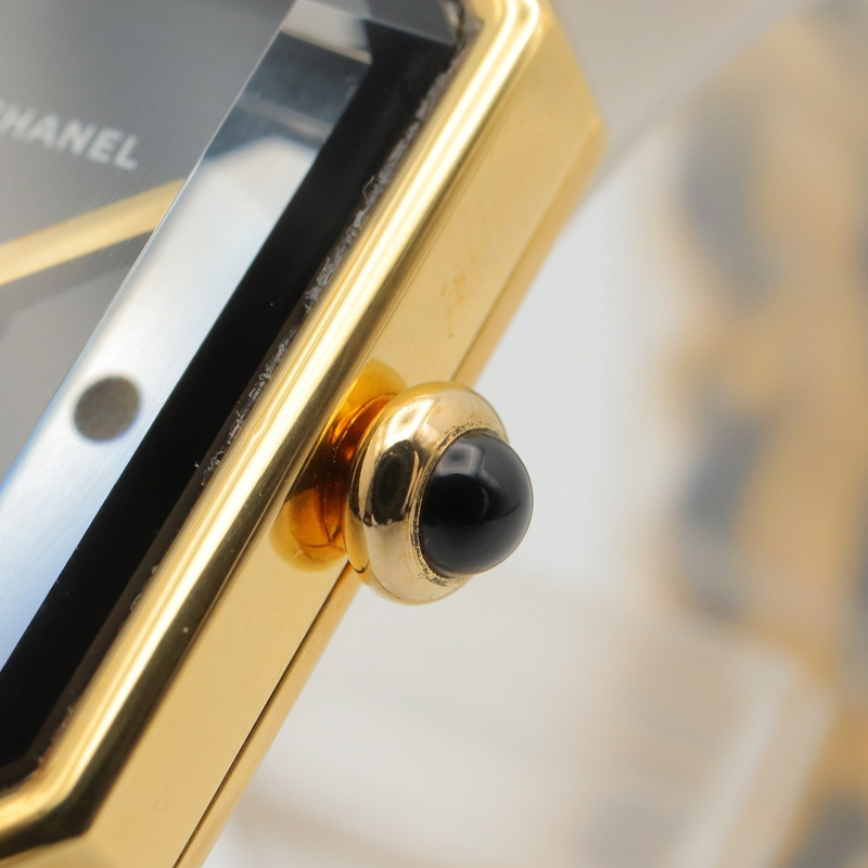 香奈兒 (Chanel) CHANEL Première S 女士腕錶，鍍金 (GP)，皮革錶帶，黑色，H0001-6