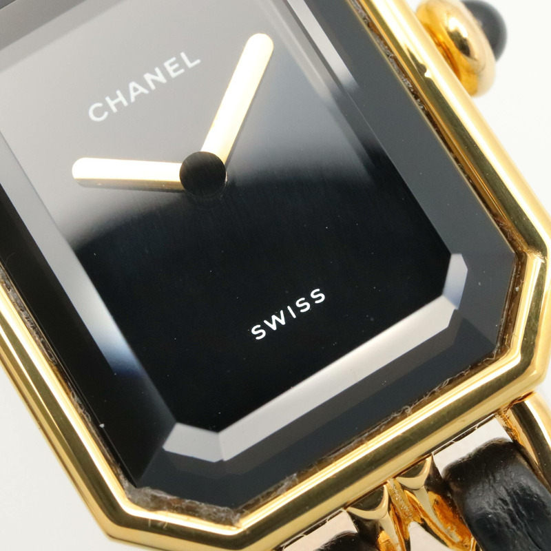 香奈兒 (Chanel) CHANEL Première S 女士腕錶，鍍金 (GP)，皮革錶帶，黑色，H0001-8