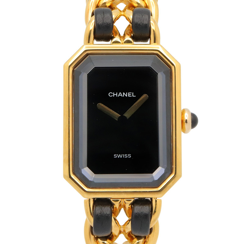 香奈兒 (Chanel) CHANEL Première S 女士腕錶，鍍金 (GP)，皮革錶帶，黑色，H0001-0