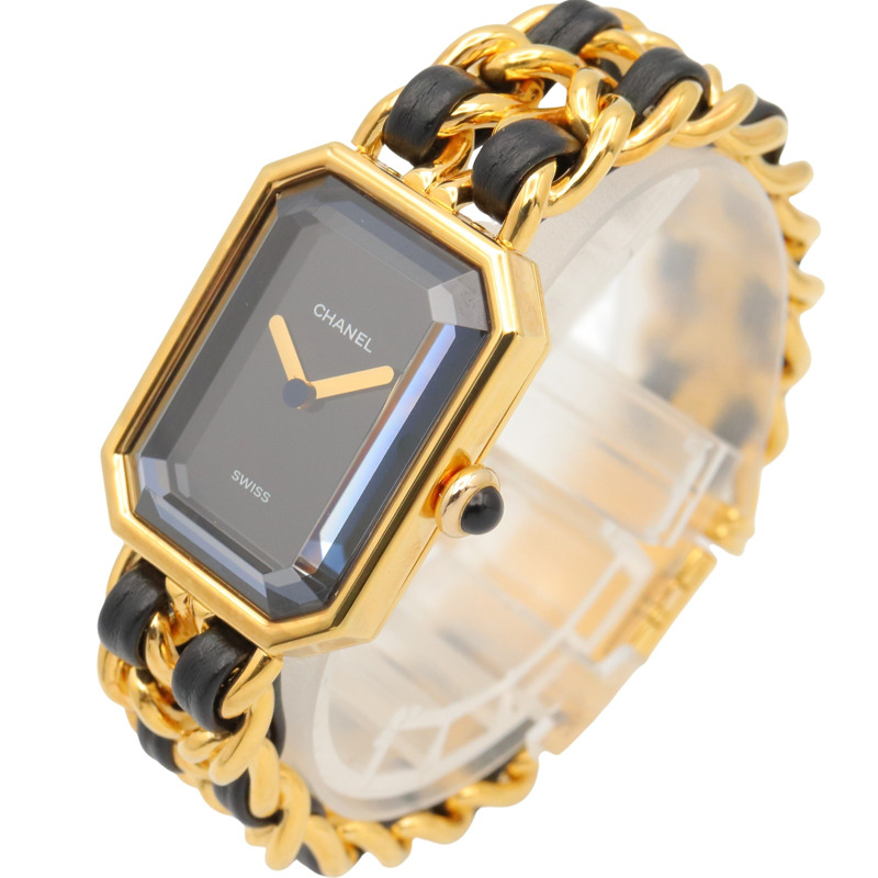 香奈兒 (Chanel) CHANEL Première S 女士腕錶，鍍金 (GP)，皮革錶帶，黑色，H0001-1