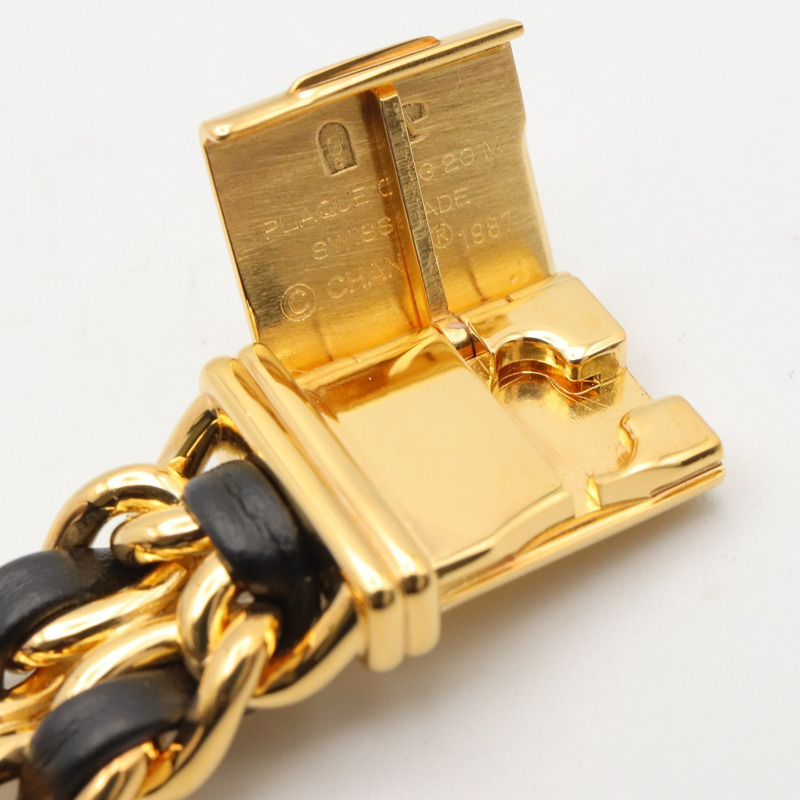 香奈兒 (Chanel) CHANEL Première S 女士腕錶，鍍金 (GP)，皮革錶帶，黑色，H0001-13