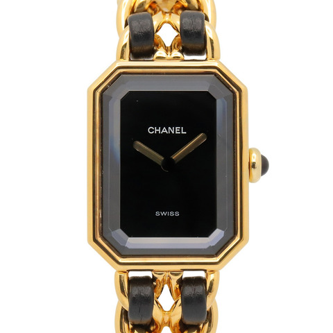 香奈兒 (Chanel) CHANEL Première M 系列腕錶，鍍金皮革錶帶，女士款，黑色，H0001