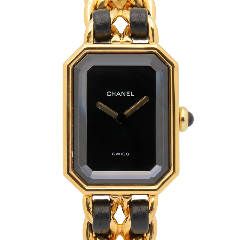 香奈兒 (Chanel) CHANEL Première M 系列腕錶，鍍金皮革錶帶，女士款，黑色，H0001-0