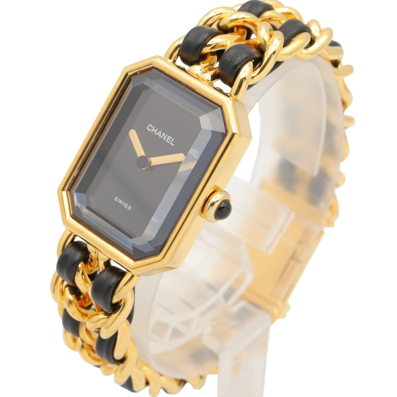 香奈兒 (Chanel) CHANEL Première M 系列腕錶，鍍金皮革錶帶，女士款，黑色，H0001-1