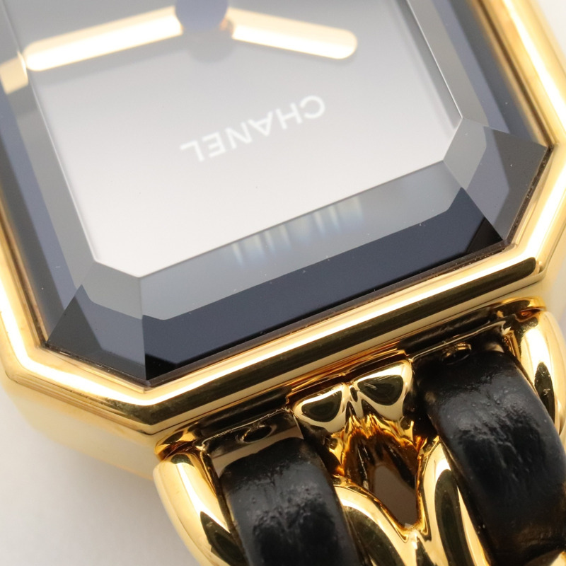 香奈兒 (Chanel) CHANEL Première M 系列腕錶，鍍金皮革錶帶，女士款，黑色，H0001-8