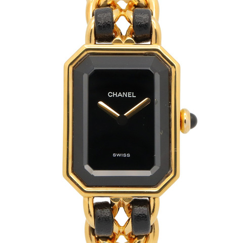 香奈兒 (Chanel) CHANEL Première M 系列腕錶，鍍金皮革錶帶，女士款，黑色，H0001