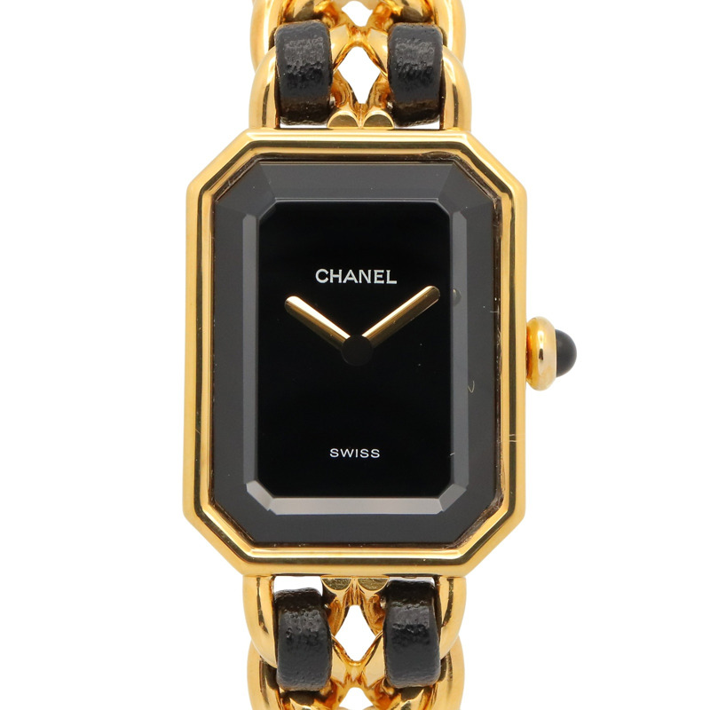 香奈兒 (Chanel) CHANEL Première M 系列腕錶，鍍金皮革錶帶，女士款，黑色，H0001-0