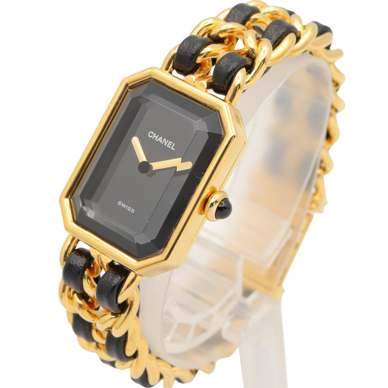 香奈兒 (Chanel) CHANEL Première M 系列腕錶，鍍金皮革錶帶，女士款，黑色，H0001-1