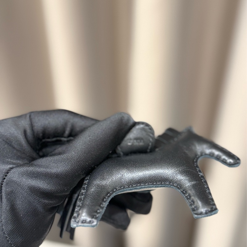 Hermes愛馬仕 RODEO MM 小馬造型小羊皮吊飾 (全黑)-4