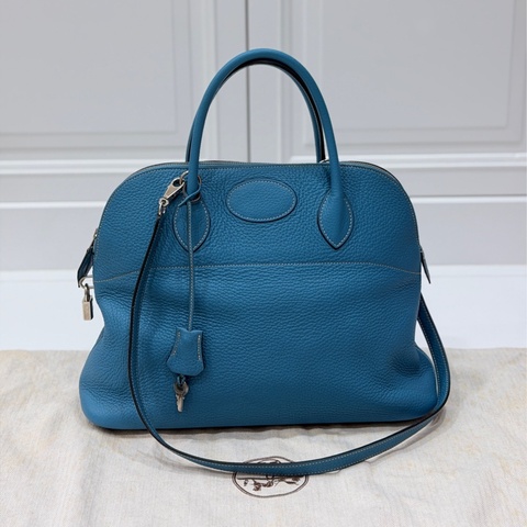 hermes 愛馬仕 bolide 35 松石藍 牛仔藍 保齡包 手提包 肩背包 側背包 斜背包