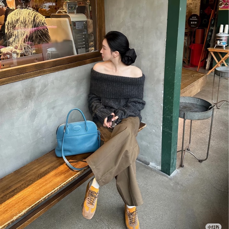 hermes 愛馬仕 bolide 35 松石藍 牛仔藍 保齡包 手提包 肩背包 側背包 斜背包-4