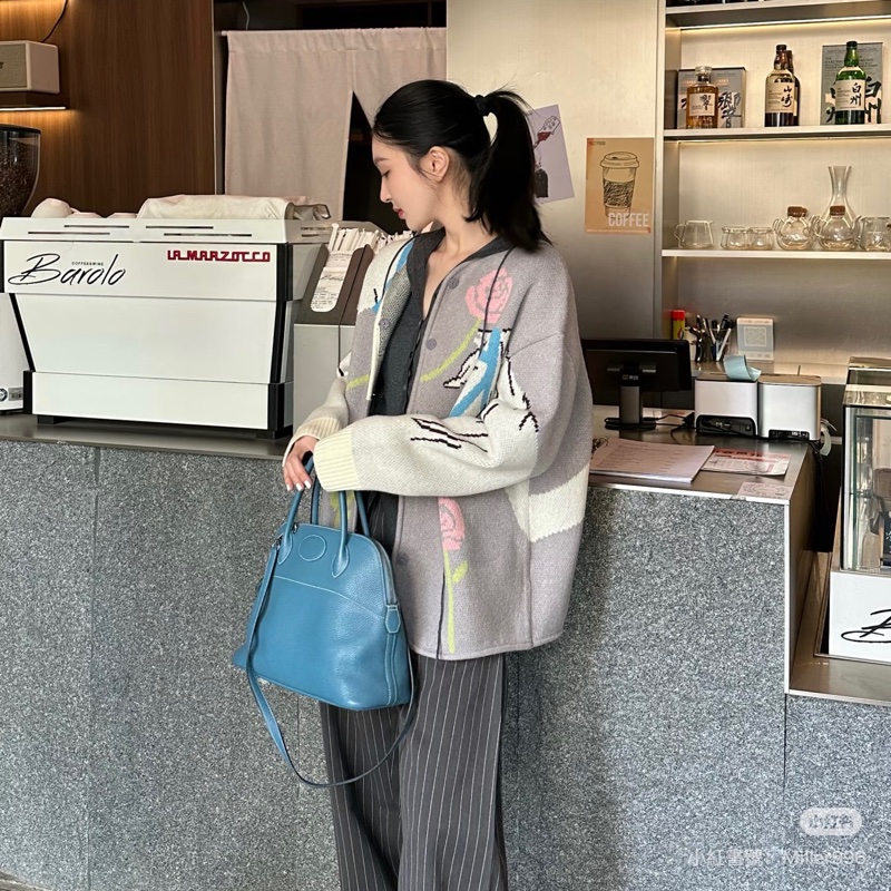 hermes 愛馬仕 bolide 35 松石藍 牛仔藍 保齡包 手提包 肩背包 側背包 斜背包-7