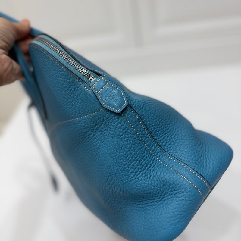hermes 愛馬仕 bolide 35 松石藍 牛仔藍 保齡包 手提包 肩背包 側背包 斜背包-12