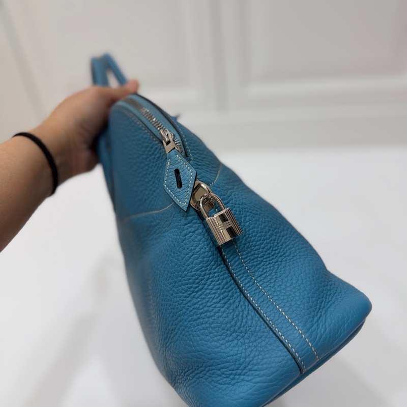 hermes 愛馬仕 bolide 35 松石藍 牛仔藍 保齡包 手提包 肩背包 側背包 斜背包-13