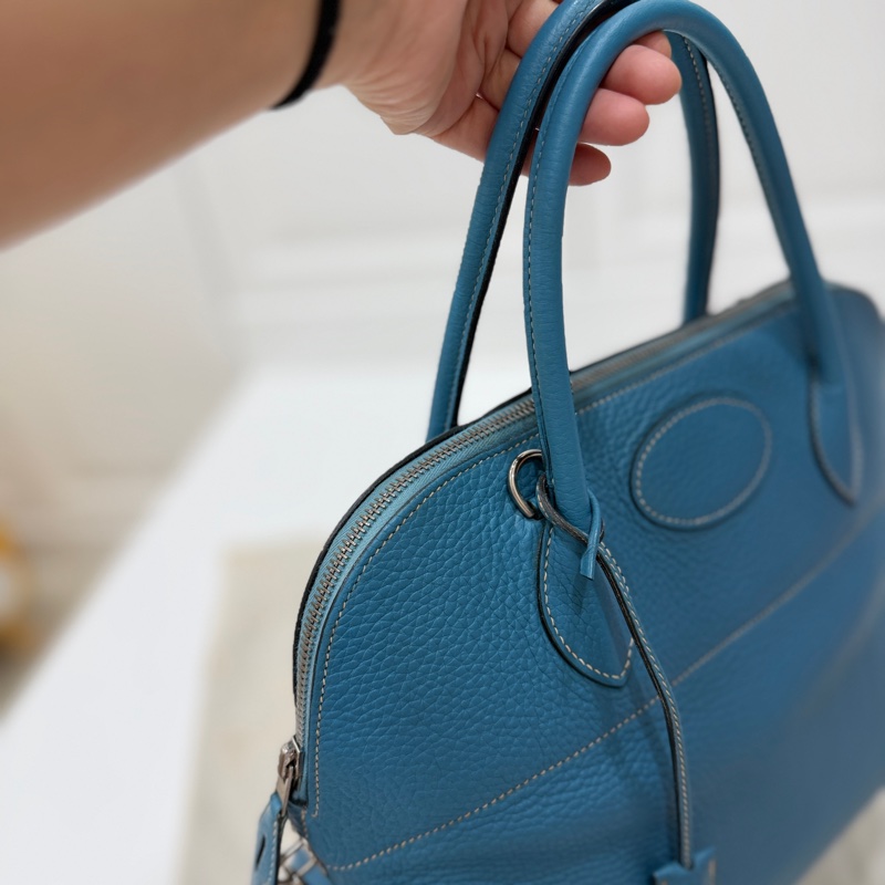 hermes 愛馬仕 bolide 35 松石藍 牛仔藍 保齡包 手提包 肩背包 側背包 斜背包-20