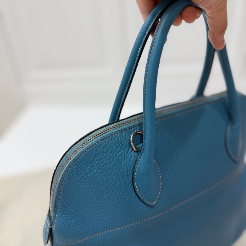 hermes 愛馬仕 bolide 35 松石藍 牛仔藍 保齡包 手提包 肩背包 側背包 斜背包-22