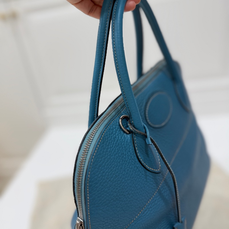 hermes 愛馬仕 bolide 35 松石藍 牛仔藍 保齡包 手提包 肩背包 側背包 斜背包-24