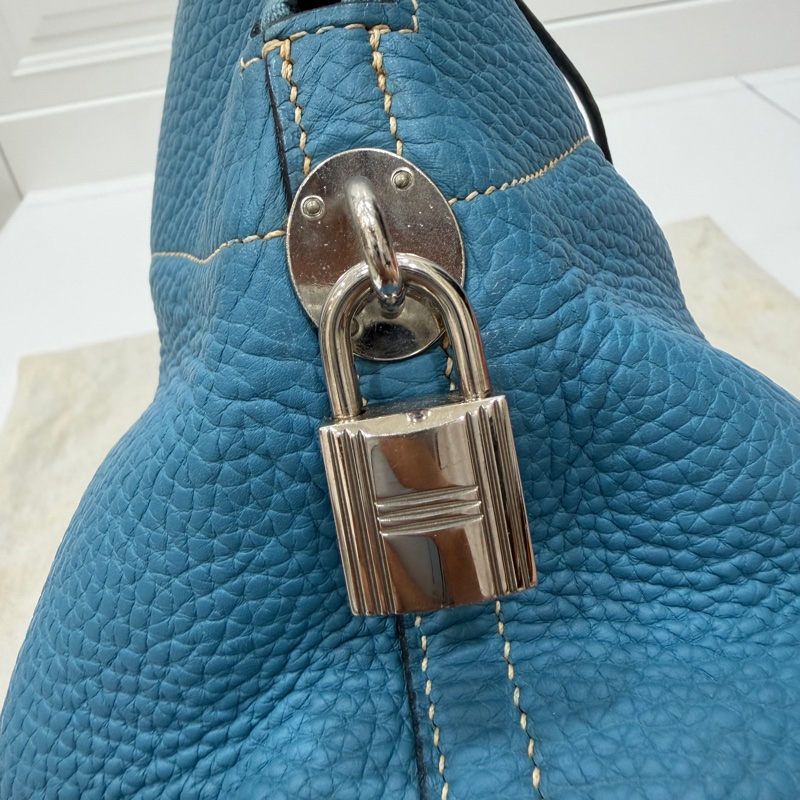 hermes 愛馬仕 bolide 35 松石藍 牛仔藍 保齡包 手提包 肩背包 側背包 斜背包-25