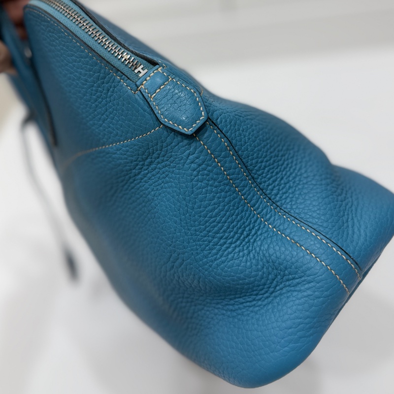 hermes 愛馬仕 bolide 35 松石藍 牛仔藍 保齡包 手提包 肩背包 側背包 斜背包-44