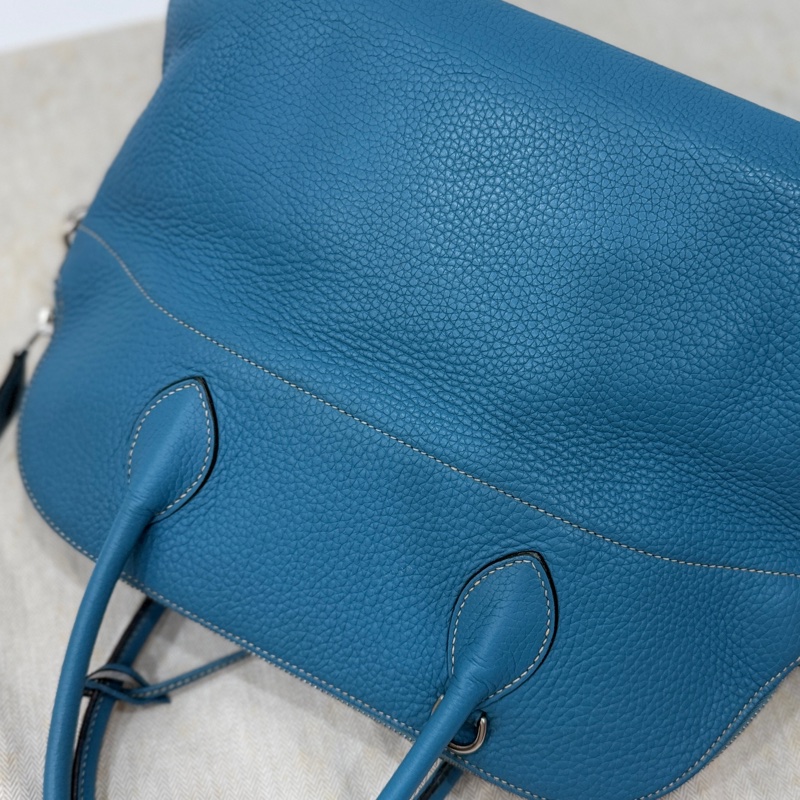 hermes 愛馬仕 bolide 35 松石藍 牛仔藍 保齡包 手提包 肩背包 側背包 斜背包-46