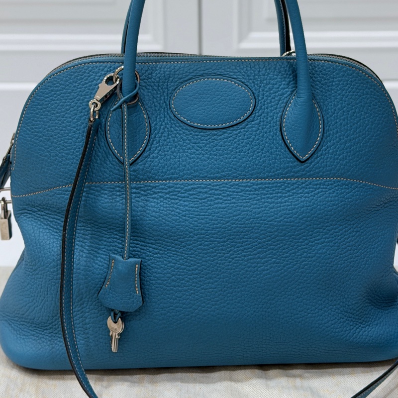 hermes 愛馬仕 bolide 35 松石藍 牛仔藍 保齡包 手提包 肩背包 側背包 斜背包-47