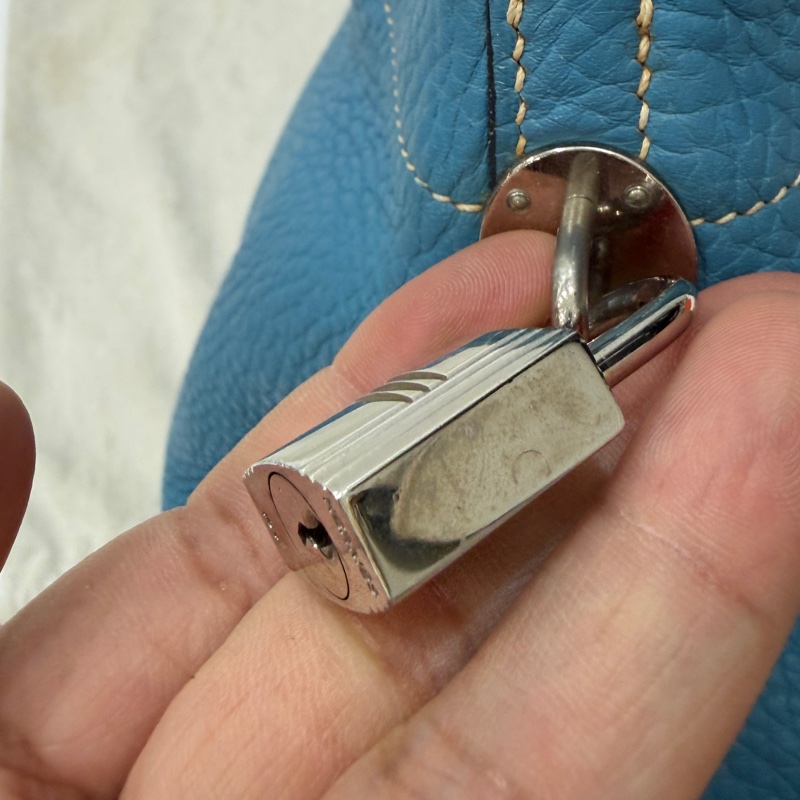 hermes 愛馬仕 bolide 35 松石藍 牛仔藍 保齡包 手提包 肩背包 側背包 斜背包-50