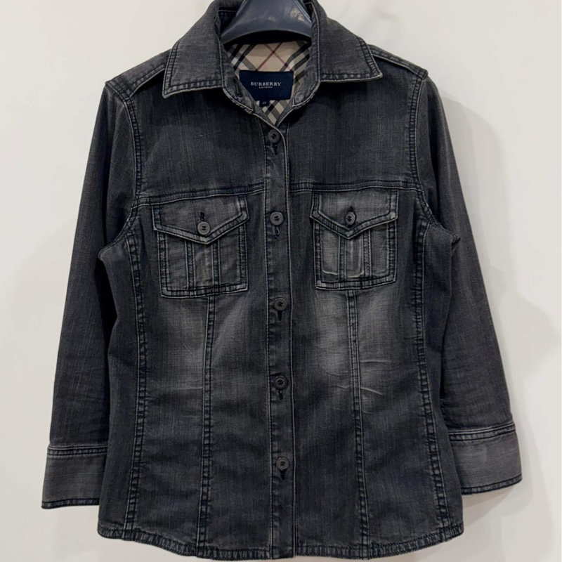 BURBERRY 倫敦 復古刷白彈性牛仔外套-1