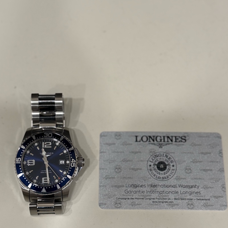 (經典美錶）Longines浪琴 HydroConquest深海征服者 潛水機械錶 藍x銀/44mm-6