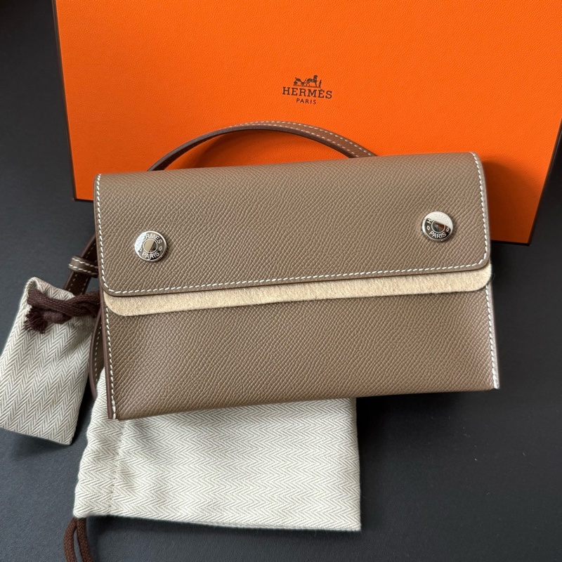 Hermes Snap Wallet Etoupe 大象灰 Epsom皮肩背包 k刻-0