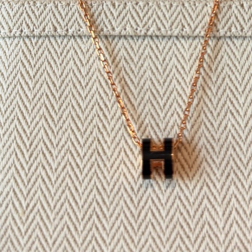 99新Hermes/愛馬仕 黑金pop H mini 項鍊  22年 附件：袋子 盒子 塵袋 小-2