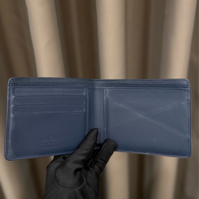 Louis vuitton 路易威登 Multiple系列立體LV標誌牛皮對折皮夾(藍色)-2