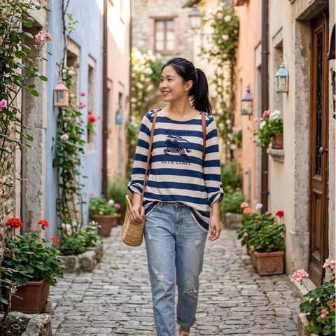 BURBERRY 藍標 肩扣橫條大戰馬混毛上衣