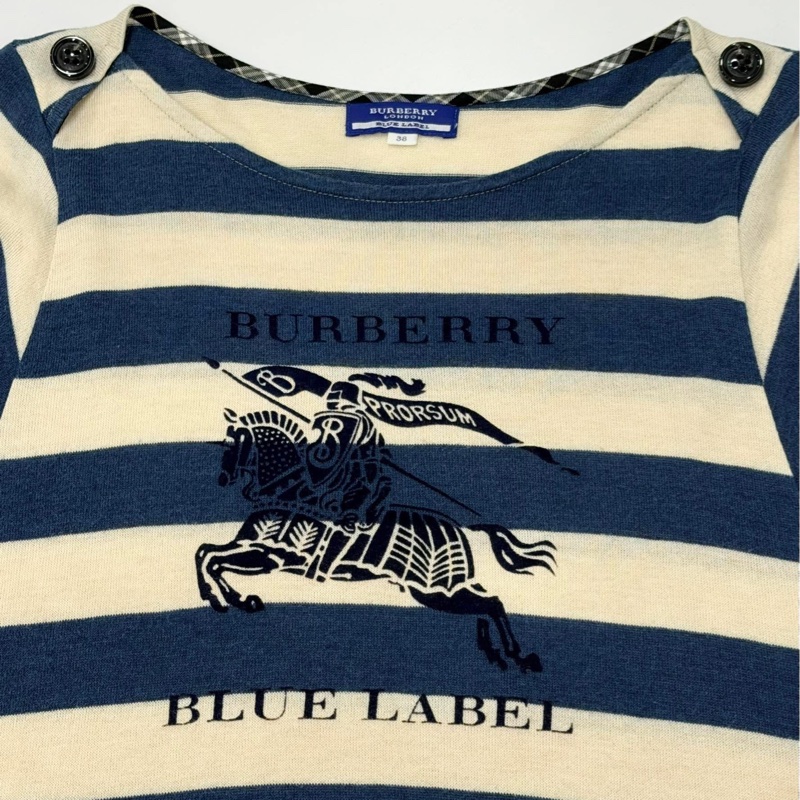 BURBERRY 藍標 肩扣橫條大戰馬混毛上衣-3