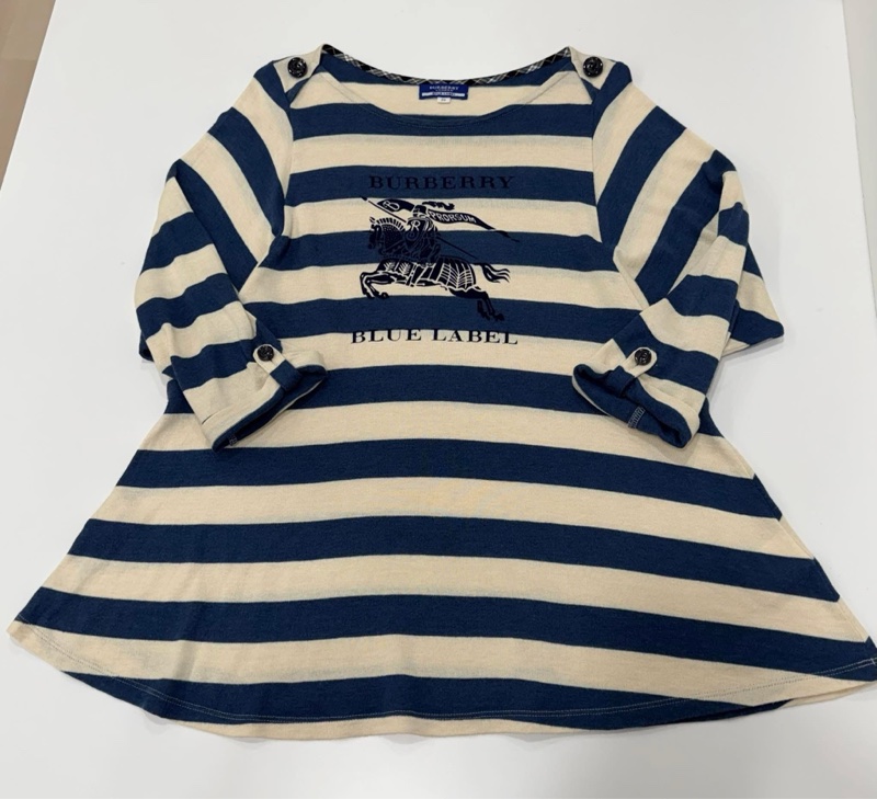 BURBERRY 藍標 肩扣橫條大戰馬混毛上衣-5