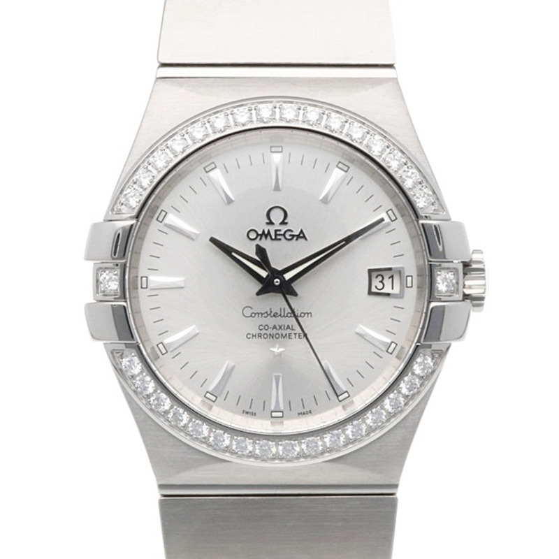 歐米茄星座系列腕錶，不鏽鋼材質，型號12315352002001，自動上鍊，已翻新，男士腕錶，82281XXX，鑲鑽錶圈-0