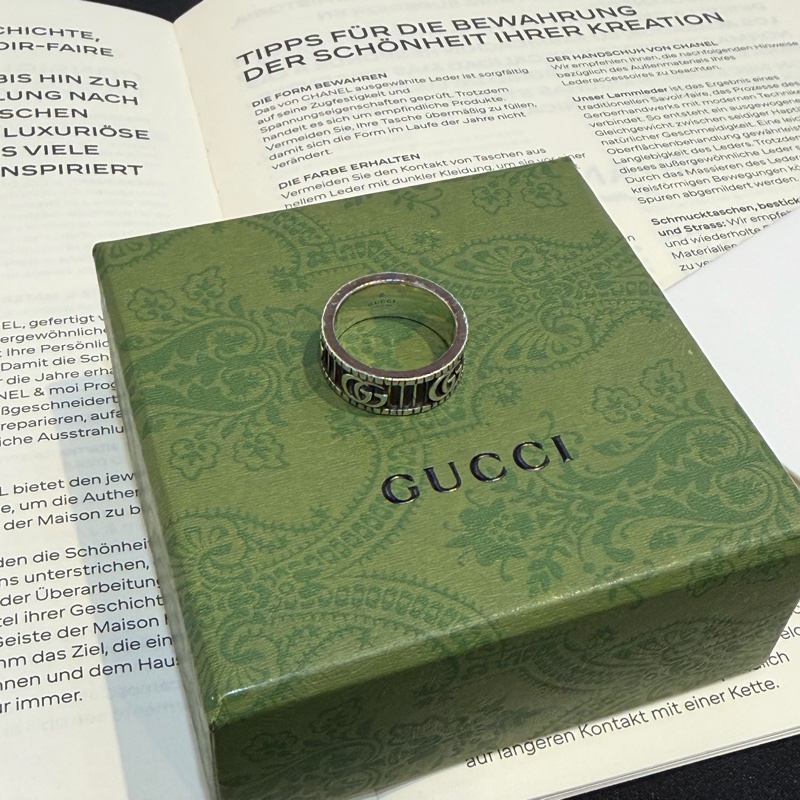 GUCCI 925純銀雙G紋戒指/14-1