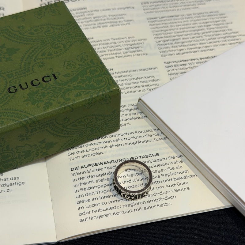 GUCCI 925純銀雙G紋戒指/14-4