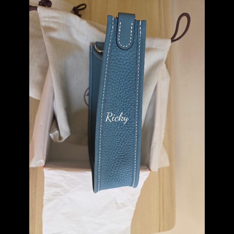 全新全配 Hermes 愛馬仕 mini Evelyne 牛仔籃銀釦 K刻-2