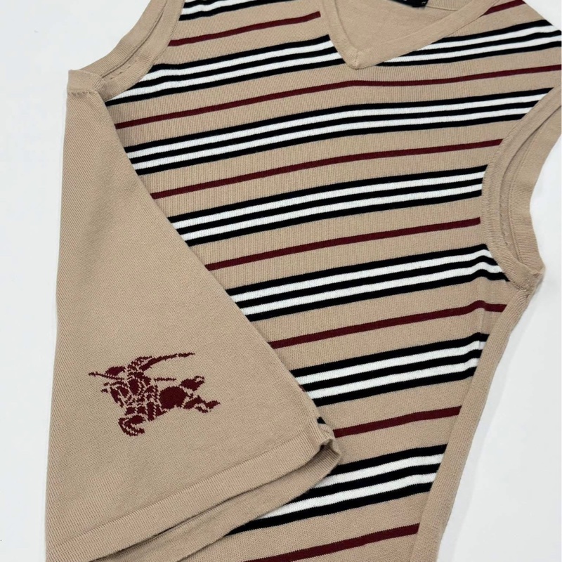 BURBERRY 黑標 大戰馬條紋經典色針織背心-5