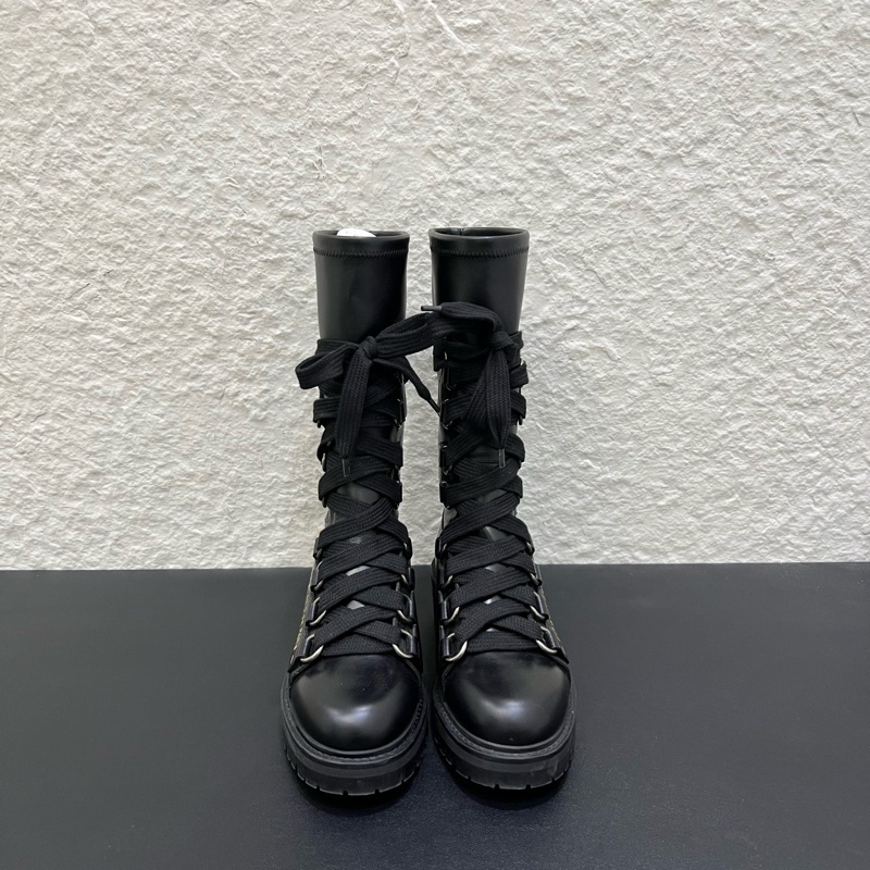 98新️Dior迪奧D-Fight系列系帶短靴女款 黑色 35碼-0