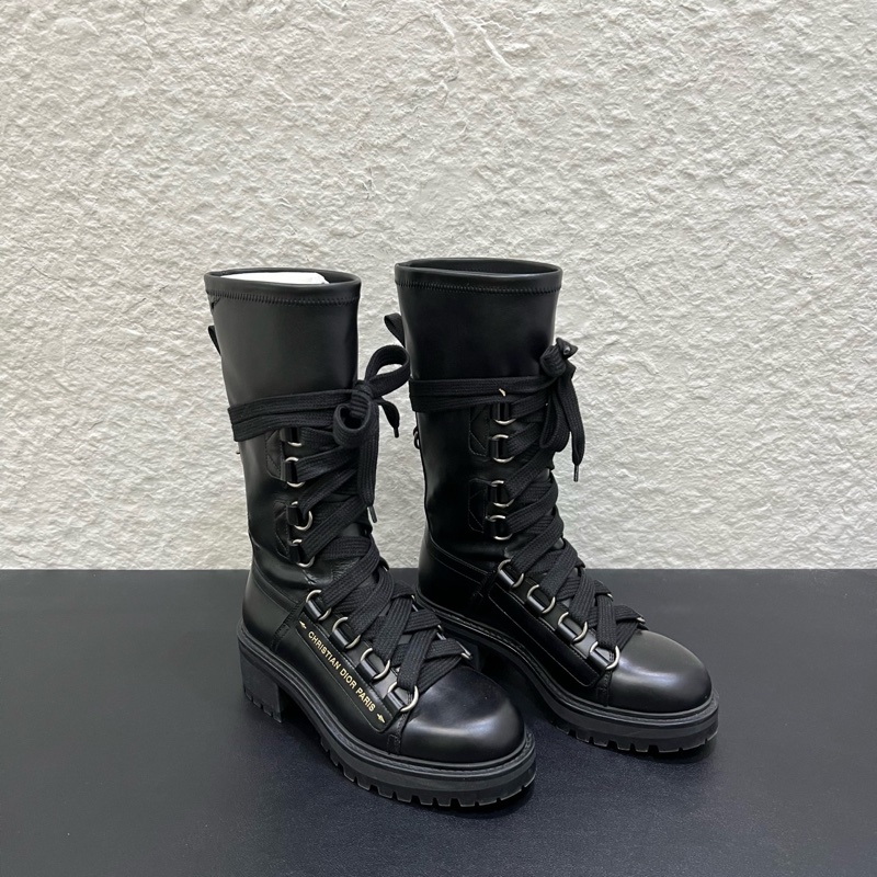 98新️Dior迪奧D-Fight系列系帶短靴女款 黑色 35碼-3