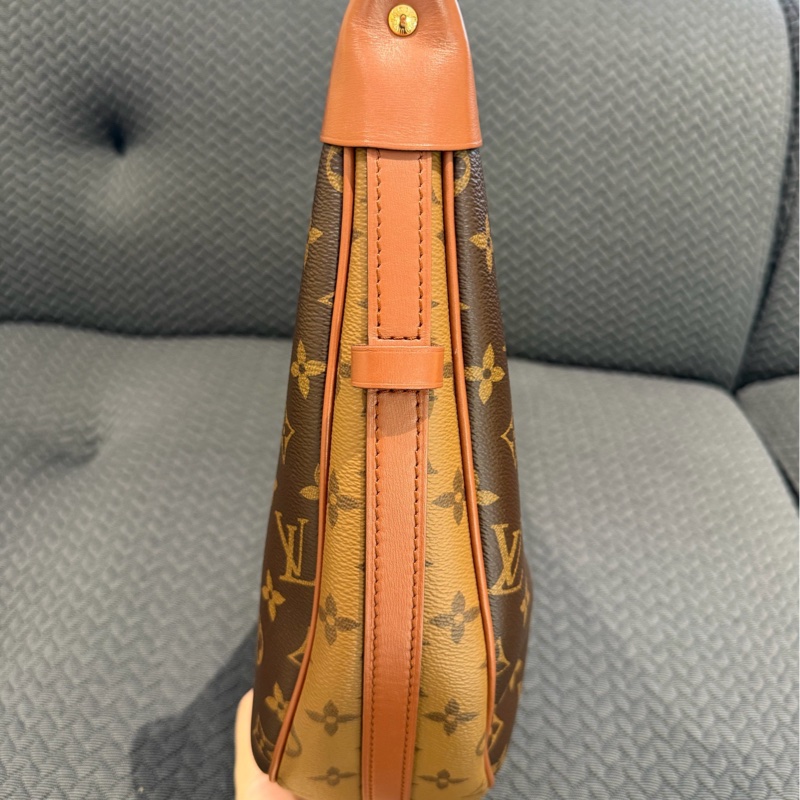 98新 路易威登/Louis Vuitton Loop Hobo 經典老花滿印帆布 豌豆包/月亮包-4
