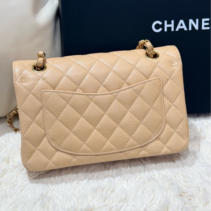 Chanel香奈兒CF小號+奶茶色荔枝紋牛皮+金扣鏈條包+芯片款-1